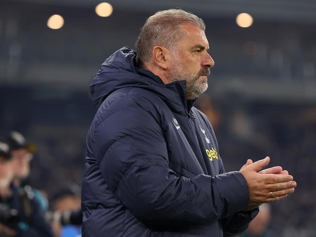 Ange Postecoglou applauds his Tottenham side during Spurs’ 3-2 loss to West Ham. Picture: Paul Kane/Getty Images