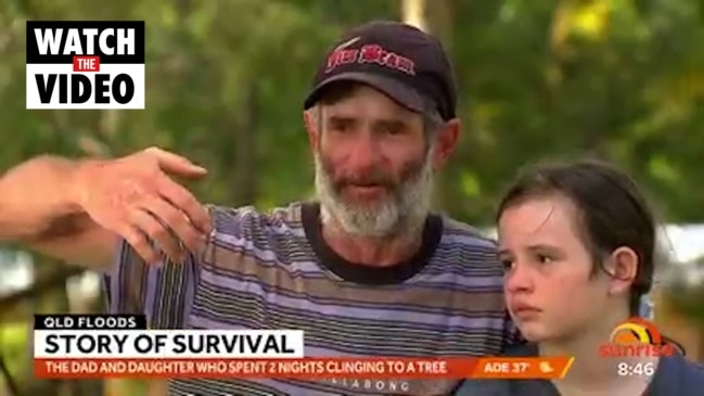 Father and daughter survive two nights clinging to tree in floods (Sunrise)