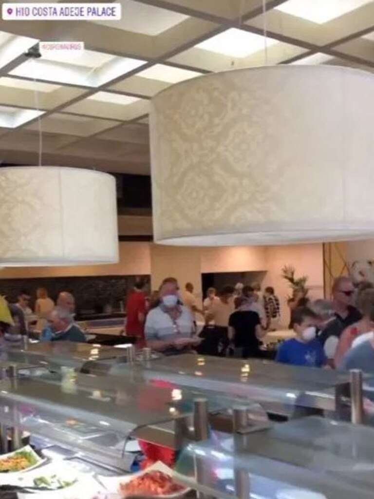 Guests feed themselves at the hotel’s buffet despite the coronavirus threat. Picture: @priorityno.1