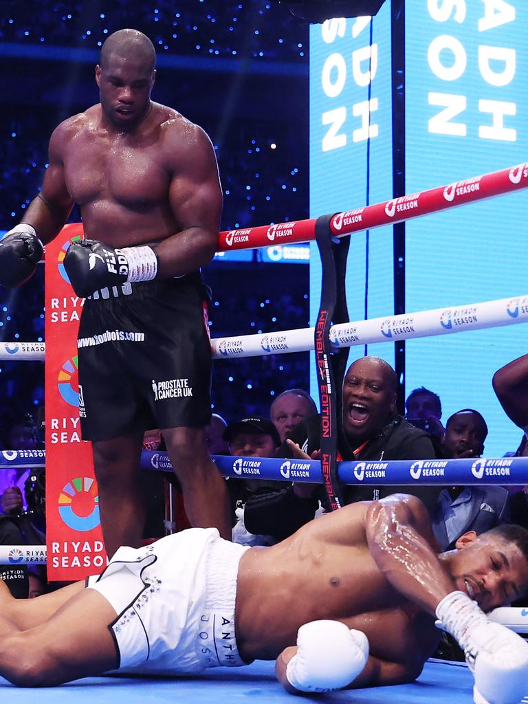 Daniel Dubois knocks out Anthony Joshua. Photo by Richard Pelham/Getty Images.