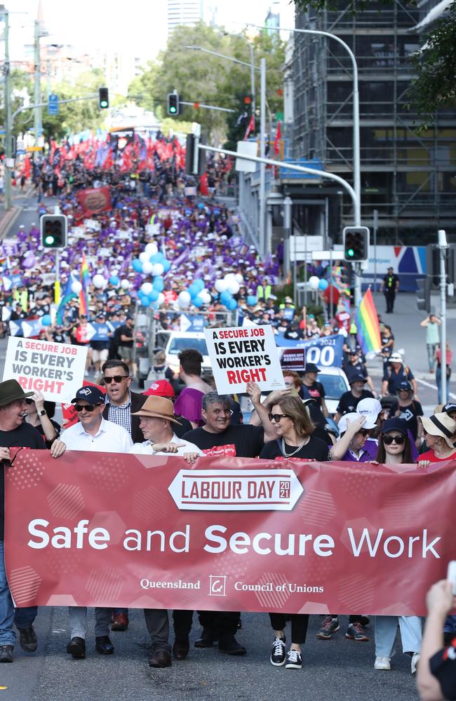 Labour Day march, Brisbane. Picture: Liam Kidston