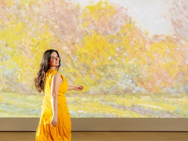 Lily Burman-Walsh with Claude Monet’s Meadow at Giverny (1886). Picture: Tim Carrafa