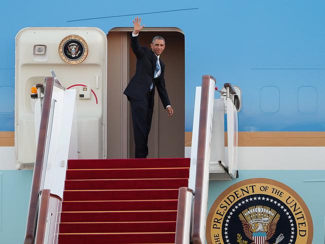 Air Force One is actually two different aircraft operating under the same call sign. The planes are highly customised Boeing 747-200B aircraft that cost an estimated US$325 million each. It can fly one-third the way around the globe without refuelling. (Photo by Lintao Zhang/Getty Images)