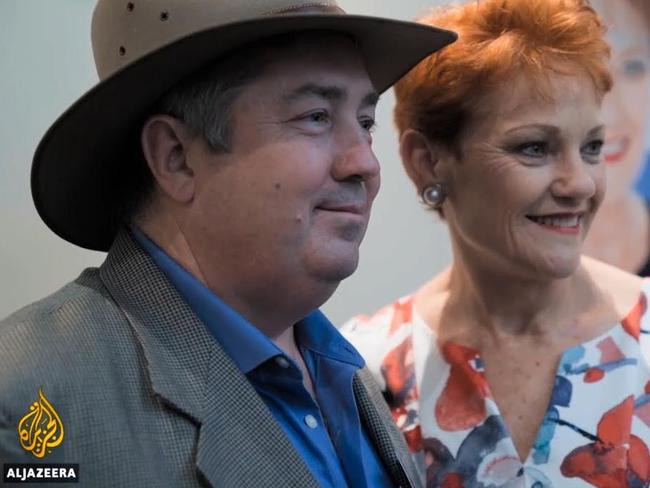 Rodger Muller next to One Nation leader Pauline Hanson. Picture: Al Jazeera