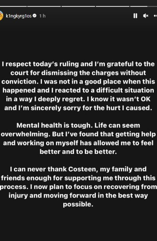 Nick Kyrgios’ statement.