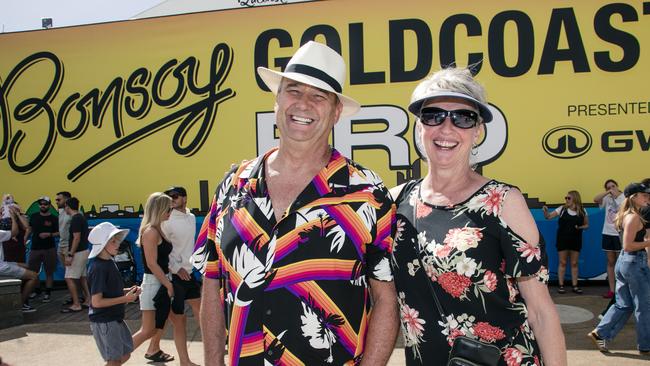 Theo and Gail Coetzee at the Gold Coast Pro, Burleigh Heads. Picture: Glenn Campbell