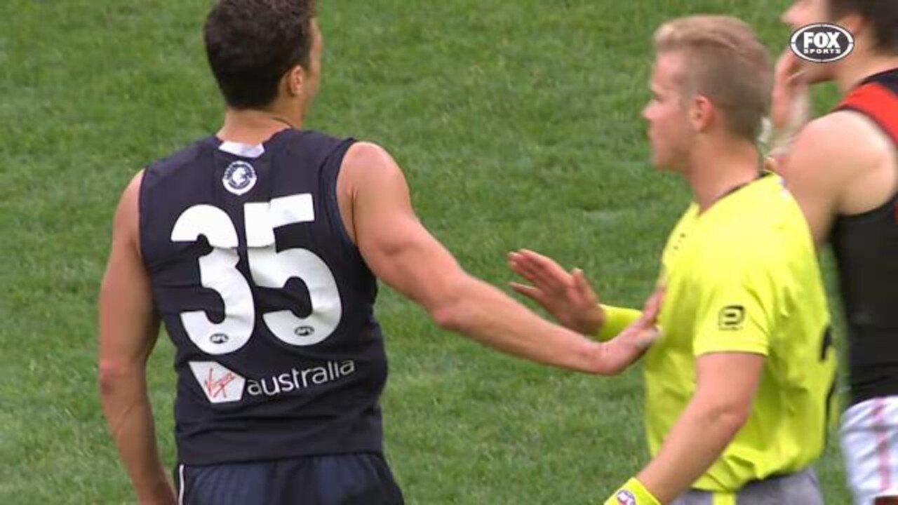 Ed Curnow under fire for umpire push.