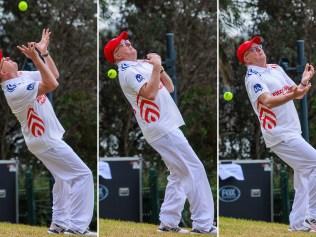 COMP // Prime Minister Anthony Albanese drops a catch during Nova's Fitzy and Wippa's backyard charity cricket match, at Kirribilli House, today. Picture: Justin Lloyd.