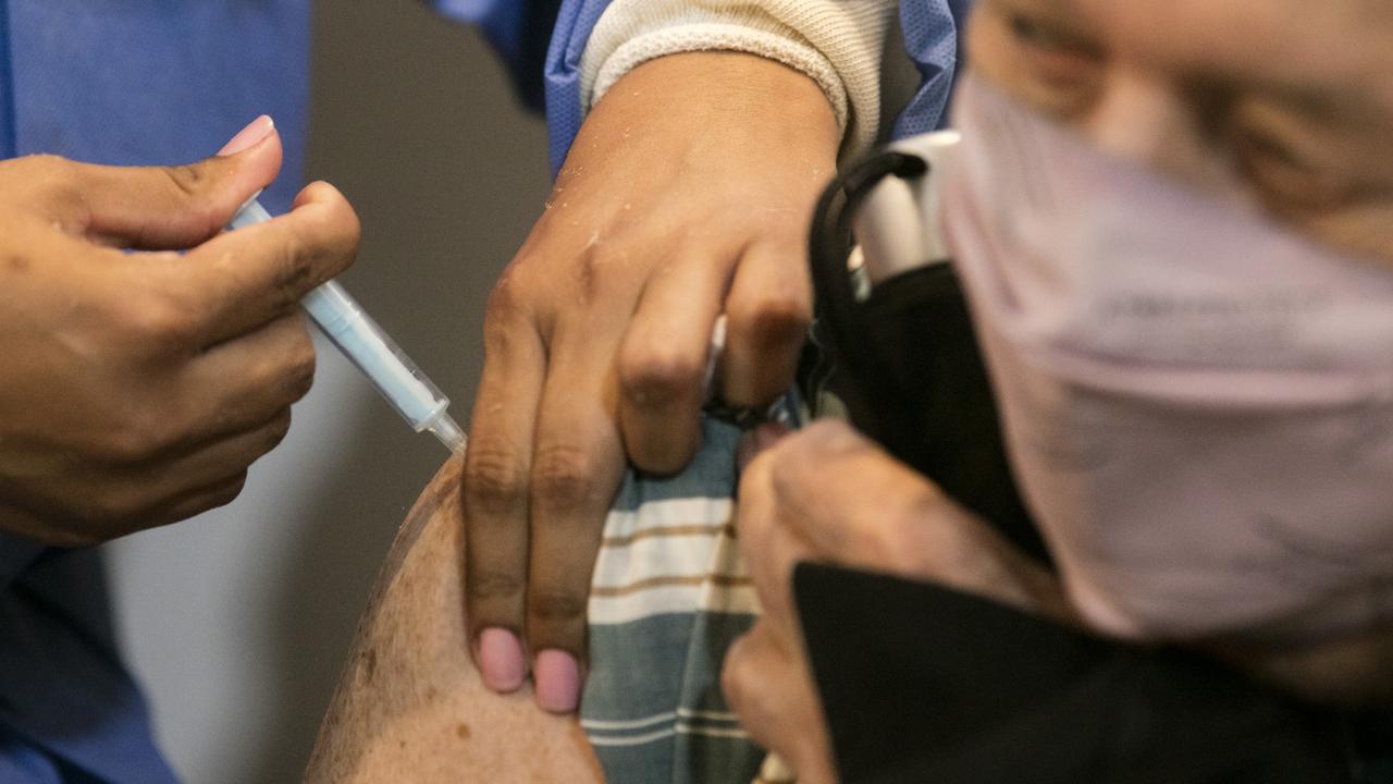 An elderly man receives the vaccine in Buenos Aires. Picture: Ricardo Ceppi/Getty Images