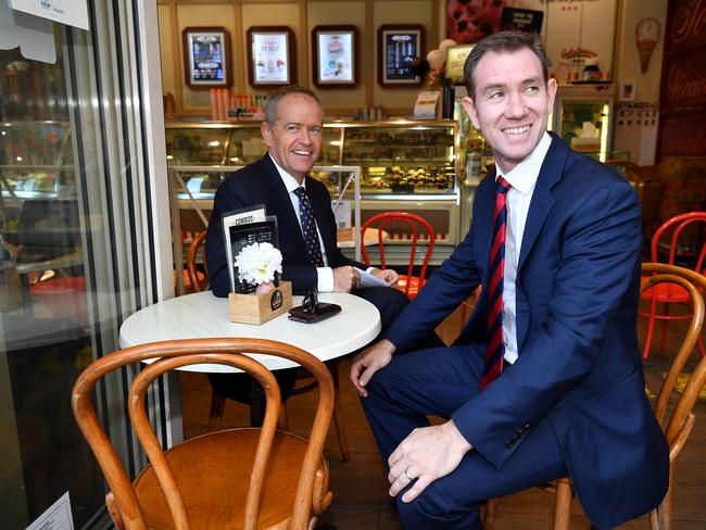 Federal Opposition Leader Bill Shorten and Labor Candidate for Reid Sam Crosby in Burwood last month. Picture: AAP Image/Joel Carrett