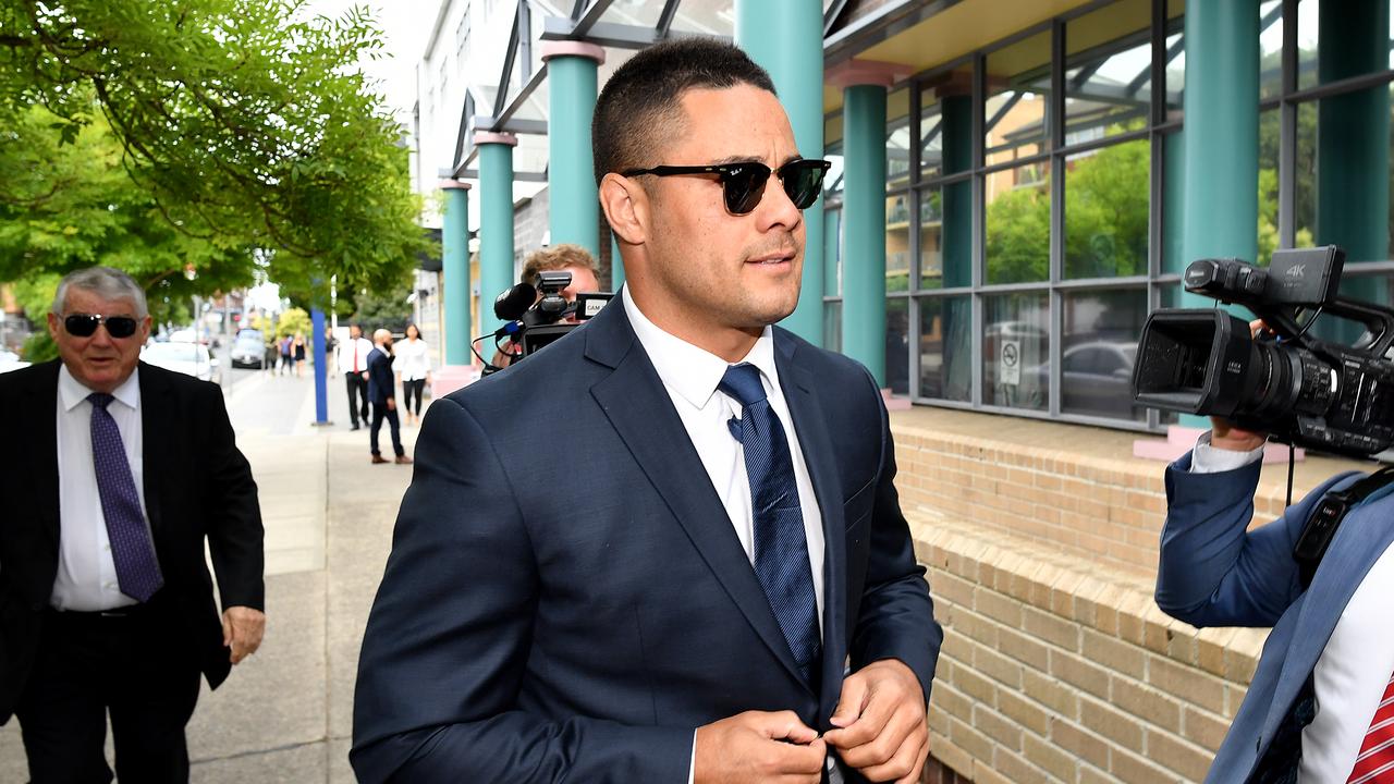 Jarryd Hayne arrives at Burwood Local Court to face sexual assault charges.
