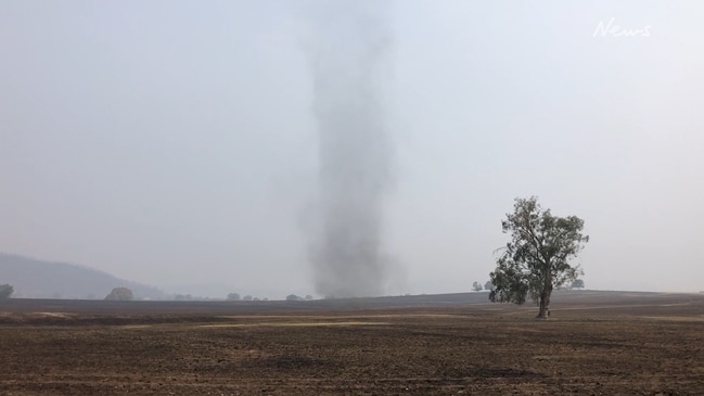 Smoke tornado over Corryong fire grounds