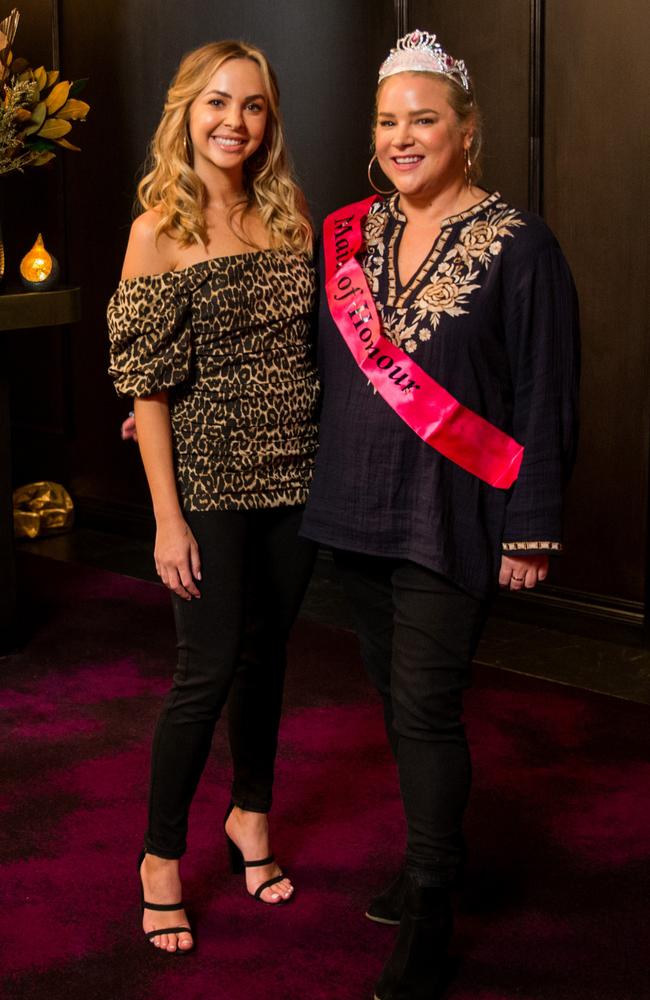 Bachelorette Angie Kent and her best friend Yvie Jones who is appearing in an episode of the show Thursday. They both appeared on Gogglebox together. Picture: Supplied