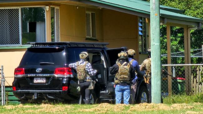 Heavily-armed police surround a home in Harlaxton suburb of Toowoomba. January 5, 2025.