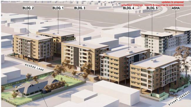 Melanka’s new scaled back vision for 94 Todd St, Alice Springs, with 144 new apartments as opposed to 174 now planned for the site. Picture: DKJ Projects Architecture