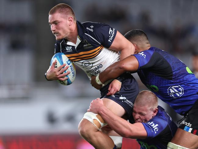 Charlie Caleis tackled by Anton Segner. Picture: Getty Images