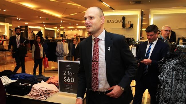 Myer CEO Richard Umbers in store.