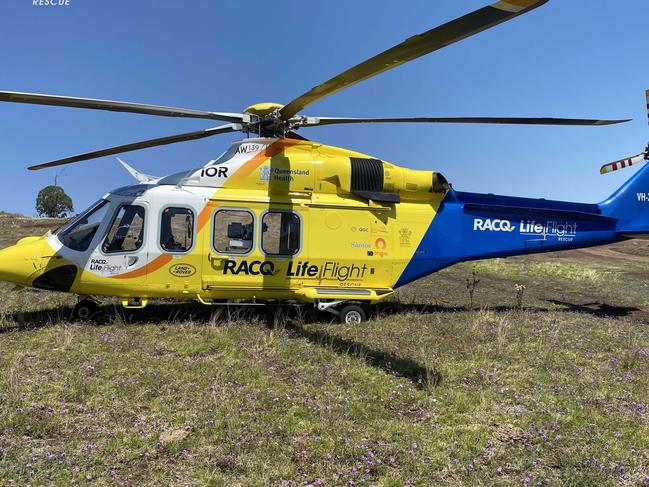 A teenager has been flown to hospital after he sustained injuries in a motocross incident in Toowoomba on Sunday. Picture: RACQ LifeFlight Rescue.