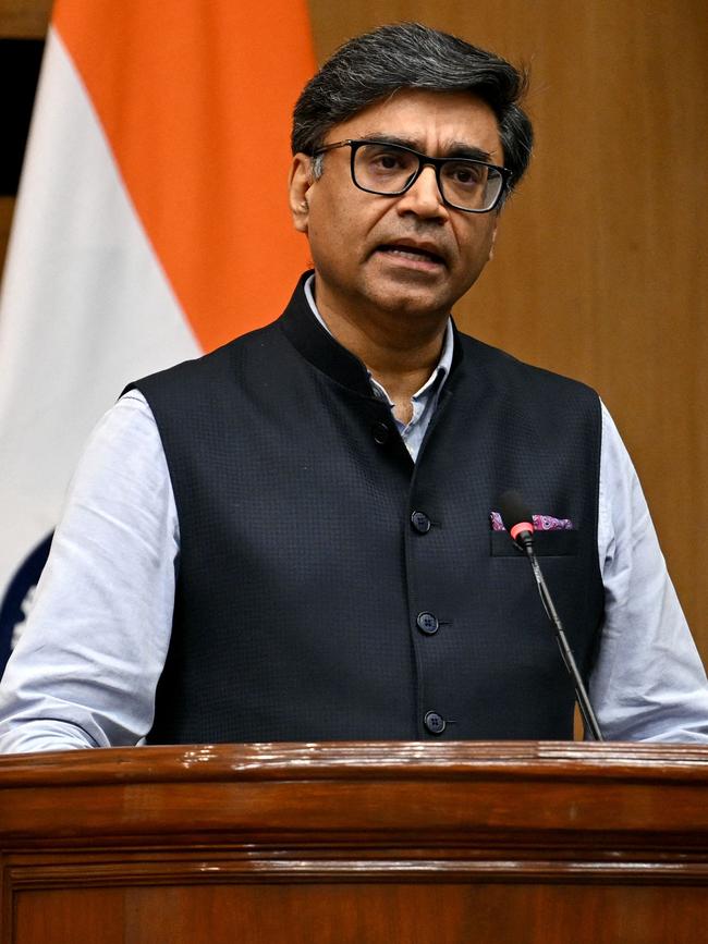 India's Foreign Secretary Vikram Misri speaks during a press briefing in New Delhi on May 10, 2025. Picture: AFP.