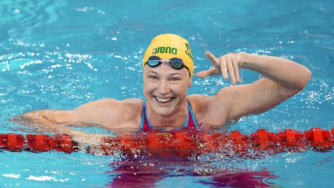 Cate Campbell celebrates her win the Women 50m Freestyle Final during day two of FINA Champions Swim Series — Guangzhou. Picture: Lintao Zhang/Getty Images