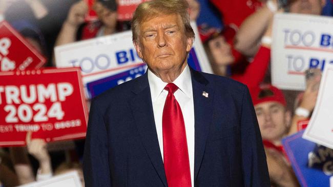 Donald Trump arrives to speak at a rally at the Coliseum Complex in Greensboro, North Carolina. Picture: AFP.