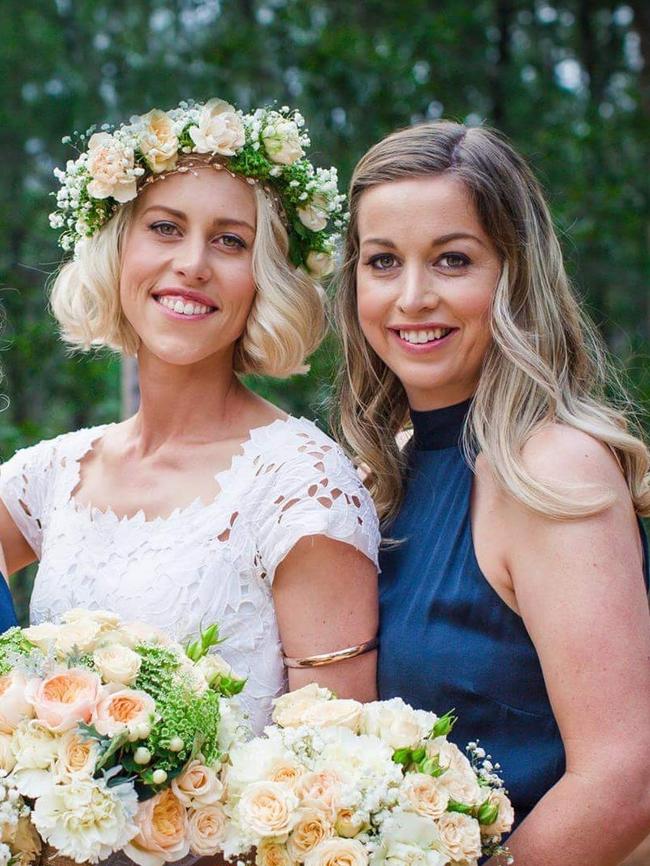 Virginia, left, and Alex on Virginia's wedding day. Picture: Supplied