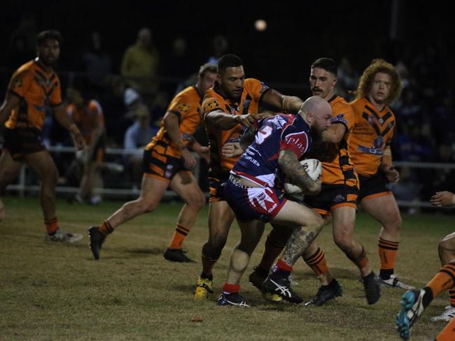 Israel Folau makes his Rugby League Gold Coast debut for Southport Tigers against defending champions Runaway Bay at Owen Park, Southport. Pic Mike Batterham