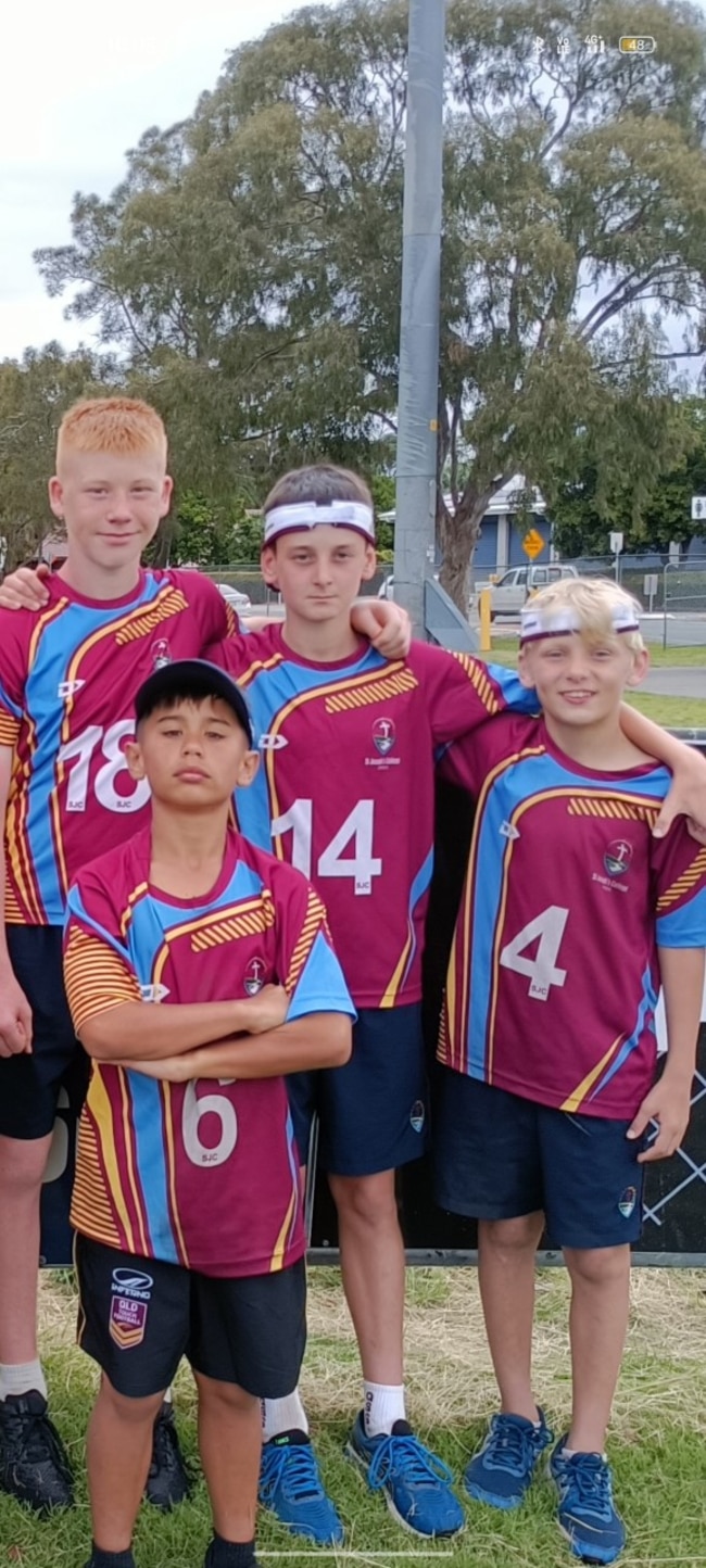 Noah Renneberg (back middle) of St Joseph's College Coomera.