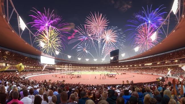 An early concept of a redeveloped Gabba stadium for the Brisbane 2032 Games