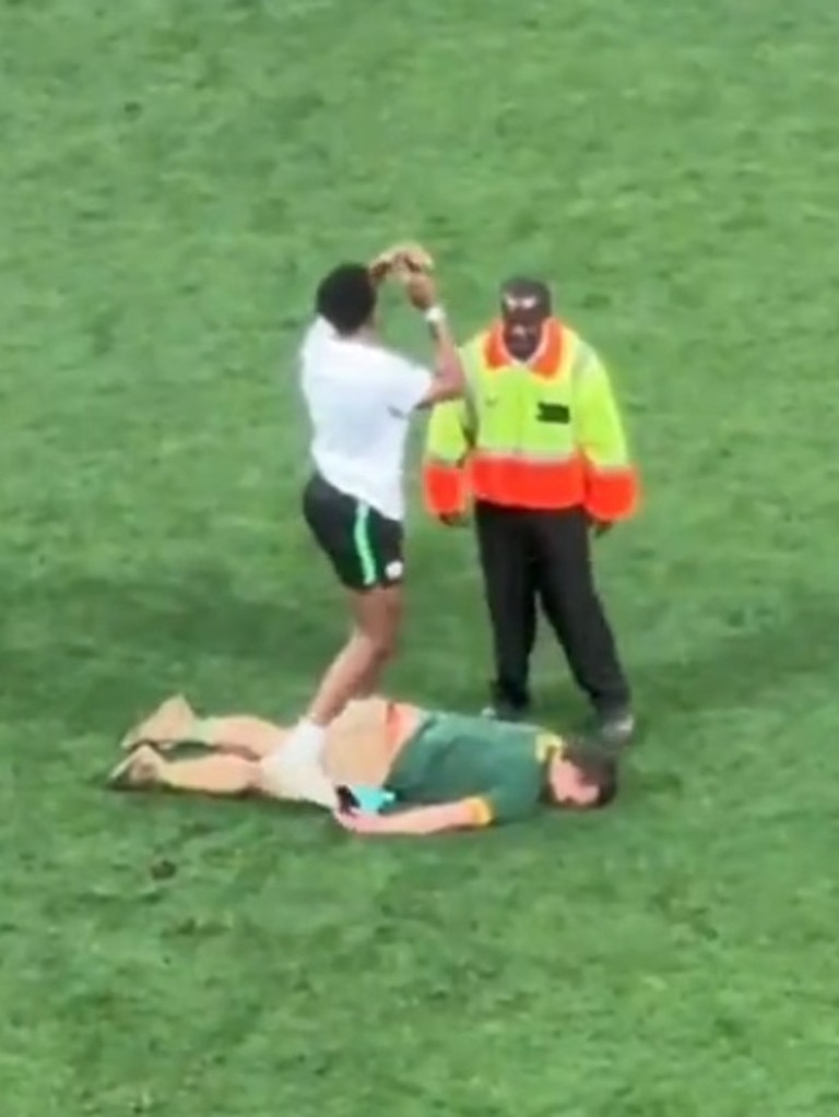 South African Pitch Invader K.O.'d by Brutal Hit