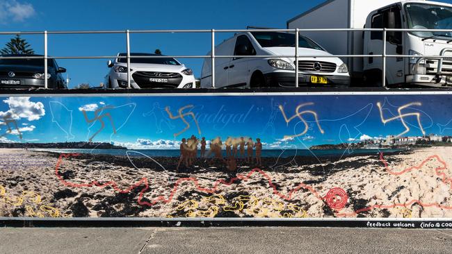 Nazi symbols on a wall at Bondi Beach. Picture: Monique Harmer