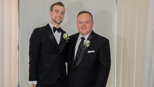 Sean Prien and his father Glen Prien at Sean's wedding in 2019.