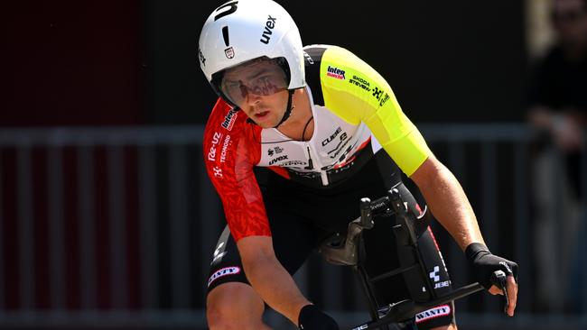 Dion Smith of New Zealand nearly got taken out by a goat. (Photo by Tim de Waele/Getty Images)