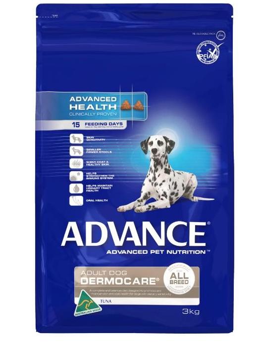 Advance Dermocare dog food is being tested.