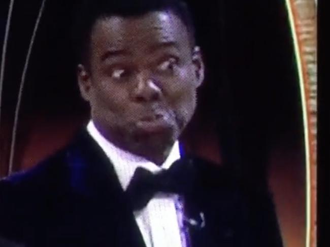 Chris Rock was seen looking at someone in disbelief after the slap.