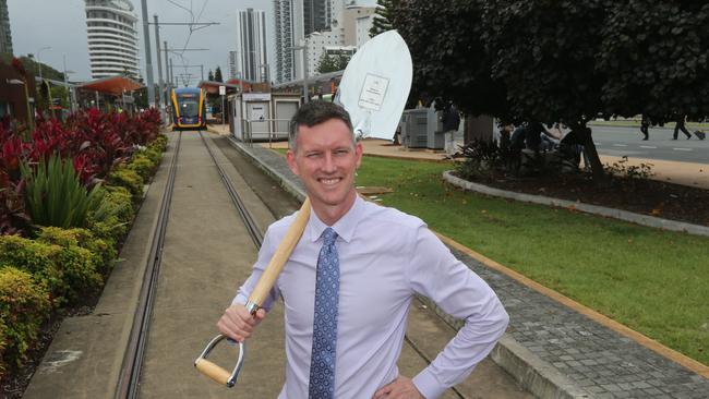 Transport Minister Mark Bailey at start of works for Stage Three of light rail. Pic Mike Batterham.