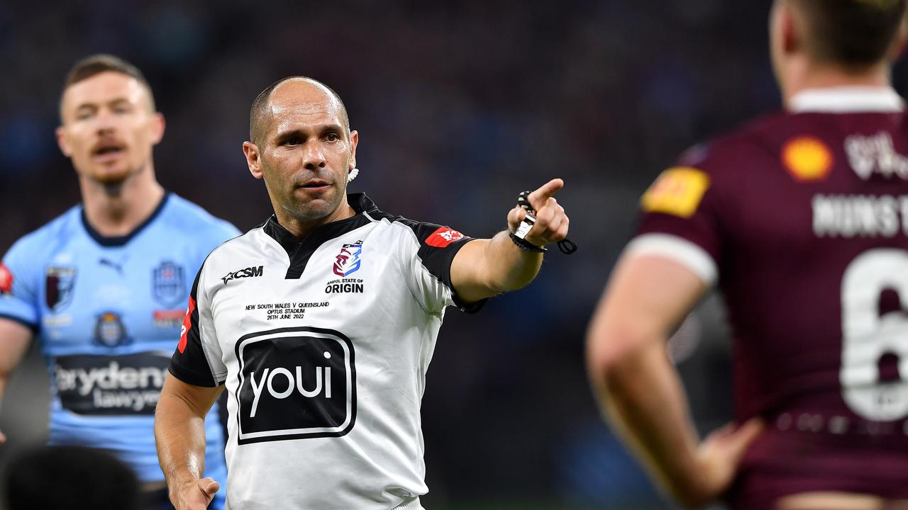 Ashley Klein - NRL- State of Origin Game 2 - SOO 2022 RD02 New South Wales v Queensland - Ashley Klein - NSW Blues v QLD MAroons at Optus Stadium, Perth . Picture: NRL Photos/Gregg Porteous