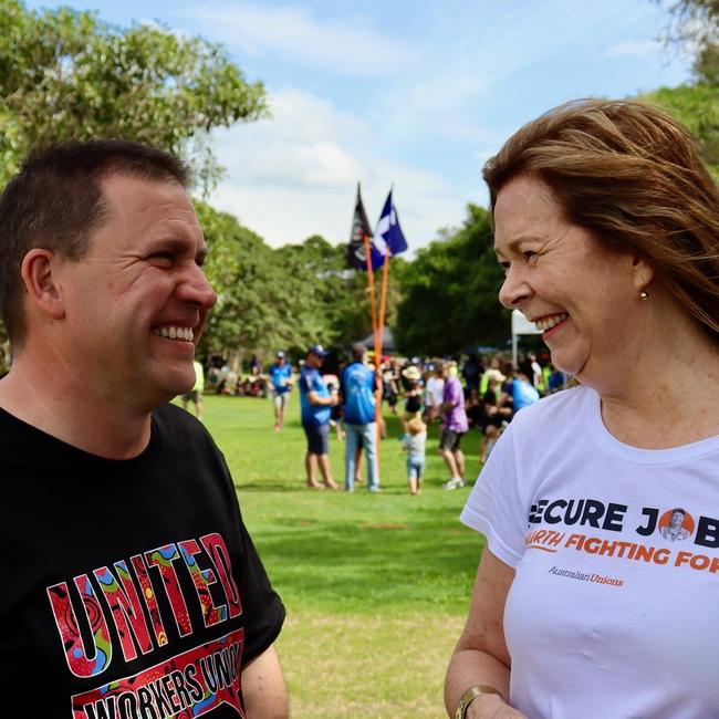 ALP Flynn candidate Matt Burnett and ACTU President Michele O’Neil at the Labour Day march in Gladstone. Picture: Matt Burnett- Labor for Flynn (Facebook)