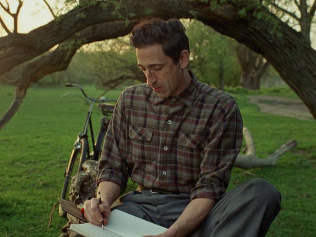 Adrien Brody in a scene from the movie The Brutalist.