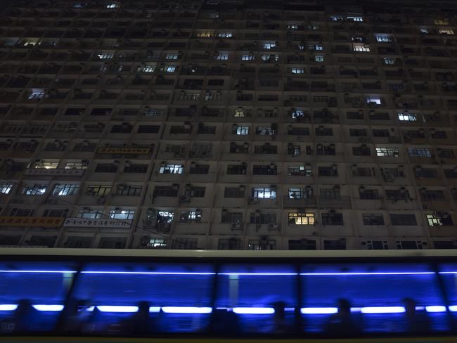 Exterior of one of the ‘coffin home’ buildings in Hong Kong. Picture: Kin Cheung/AP