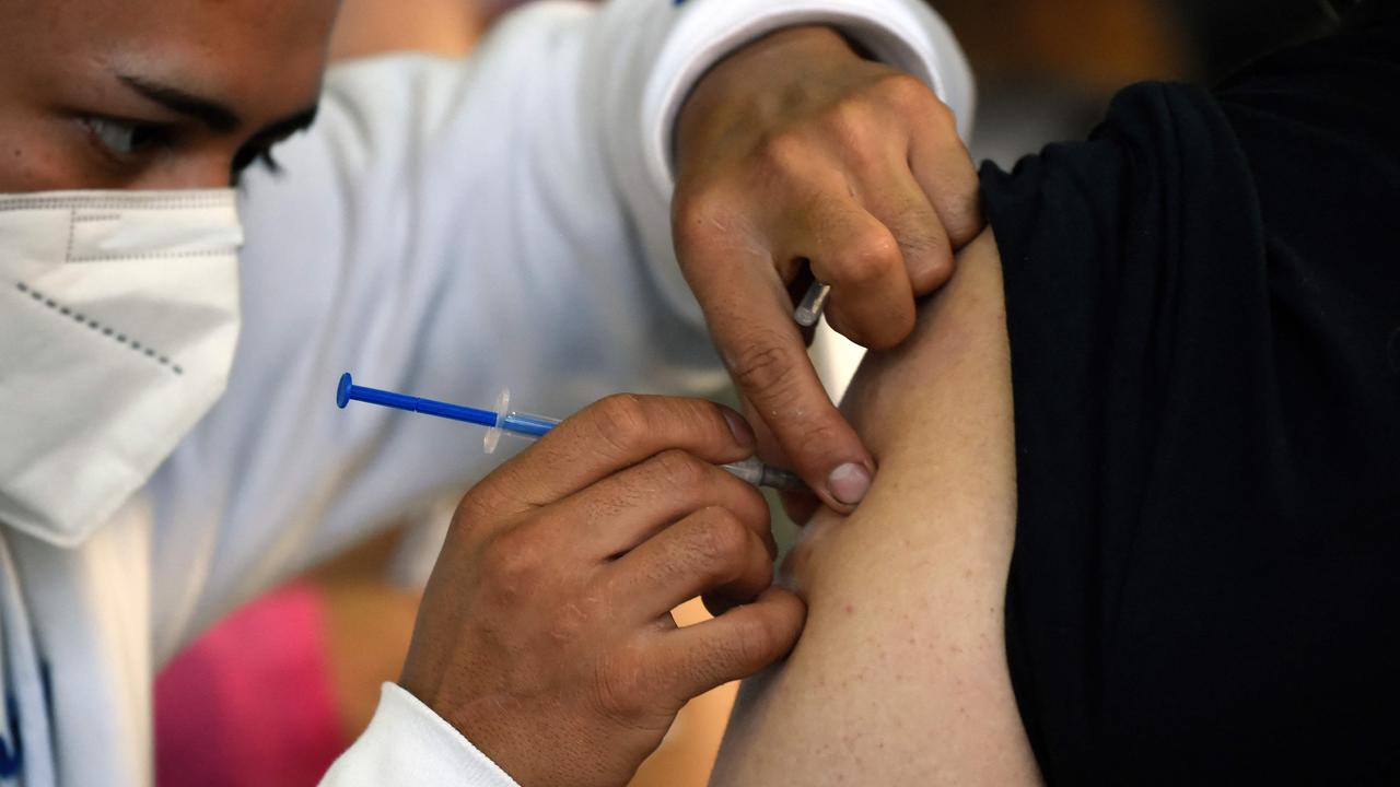 A man receives his first dose of the AstraZeneca vaccine. Picture: AFP