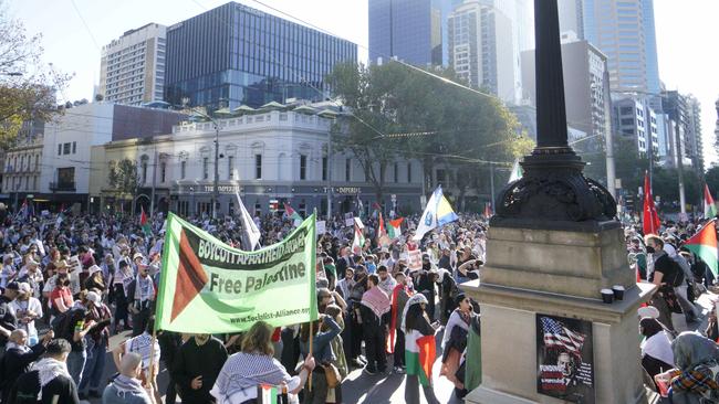 Protest action erupted across Australia’s major cities following the outbreak of war in October last year. Picture: NCA NewsWire / Valeriu Campan