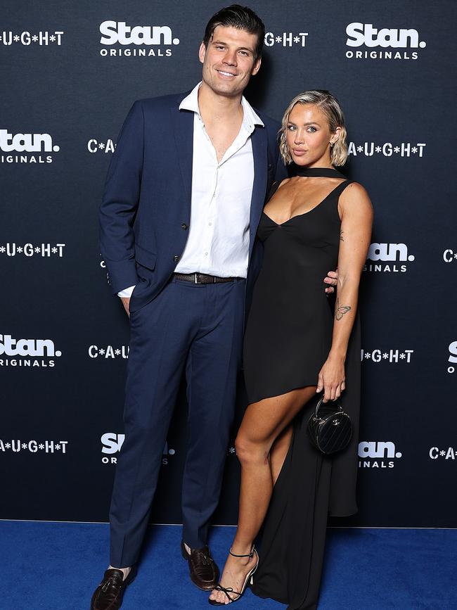 Matt Zukowski and Tammy Hembrow attend the global premiere of C*A*U*G*H*T.