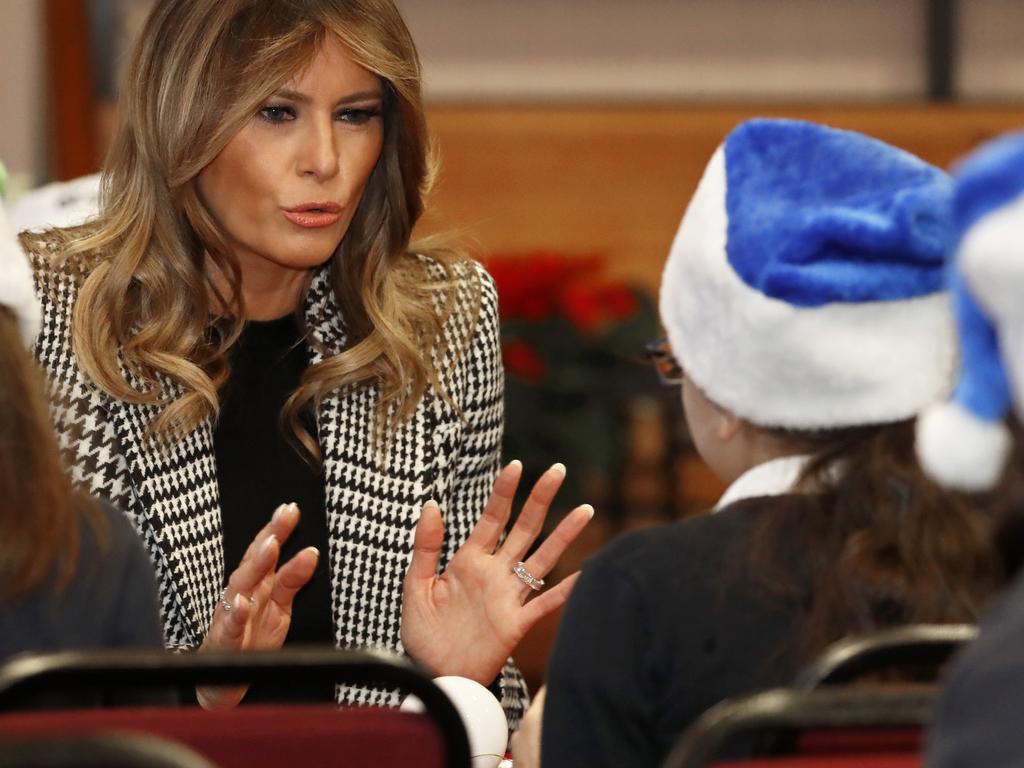 First Lady Melania Trump made a surprise visit to the Salvation Army Clapton Center in London, Wednesday. Picture: AP Photo/Alastair Grant.