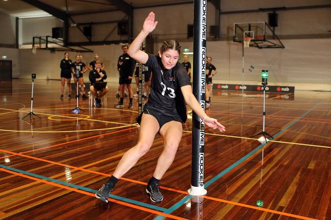 Maggie Harmer at the AFLW draft combine for Queensland players, held at Runaway Bay Indoor Sports Centre. Picture: Richard Gosling.