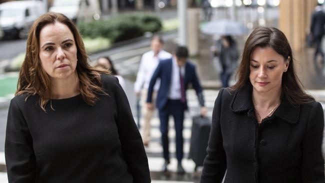 Rebecca Farrell and Amelia Berczelly pictured walking to Federal Court in Sydney in 2024. Picture: Monique Harmer