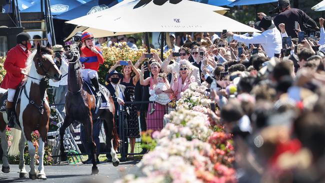 Melbourne Cup Lexus Cup main race. Winning jockey James McDonald on No. 4 Verry Elleegant