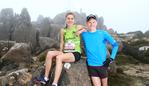 Winners of the men's and women's run event L-R Virginia Moloney 24 of Garvoc Victoria and Dylan Evans 21 of Launceston who were both first time runners in the event. Point to Pinnacle run and walk from Wrestpoint Casino to the top of Mount Wellington.