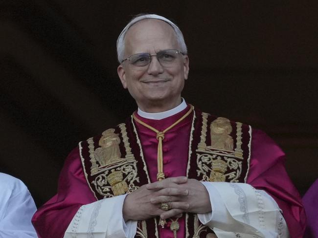 Newly elected Pope Leone XIV appears at the balcony of St. Peter's Basilica at the Vatican, Thursday, May 8, 2025. (AP Photo/Andrew Medichini)