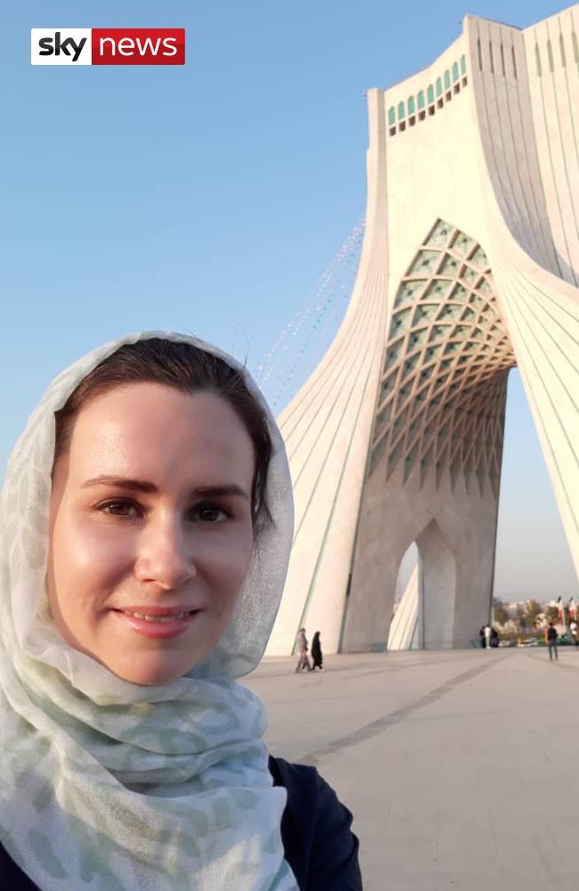 Before the nightmare ... Kylie Moore-Gilbert sightseeing in Tehran prior to her arrest, from Sky News world exclusive Escape From Iran.